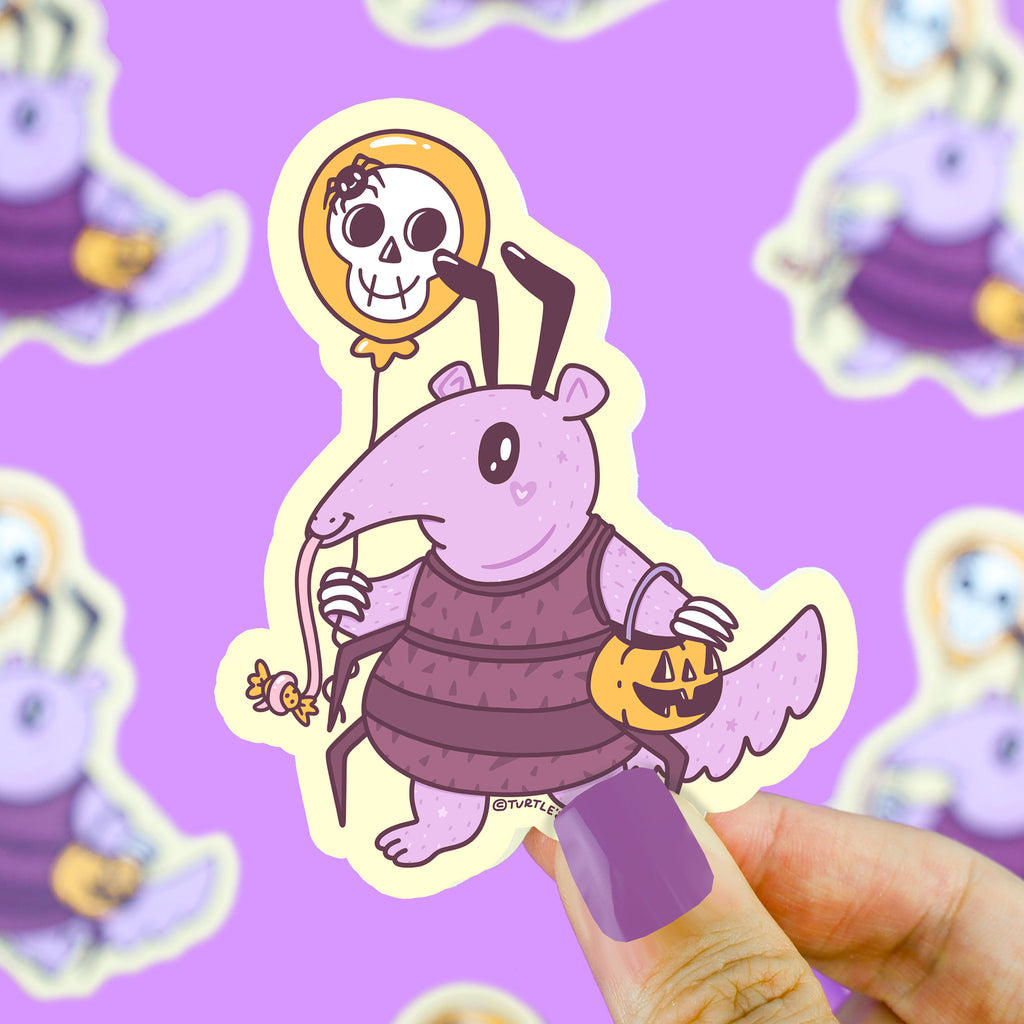 anteater-ant-costume-funny-animal-sticker-decal-for-waterbottles-halloween-buddies-trick-or-treat-by-turtlessoup-sticker-artist-funny-decal-for-children-Cute