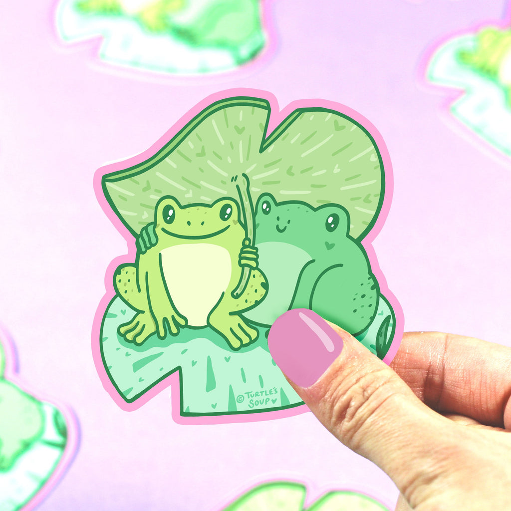 frog-lilypad-love-bestie-vinyl-sticker-cute-art-turtle_s-soup