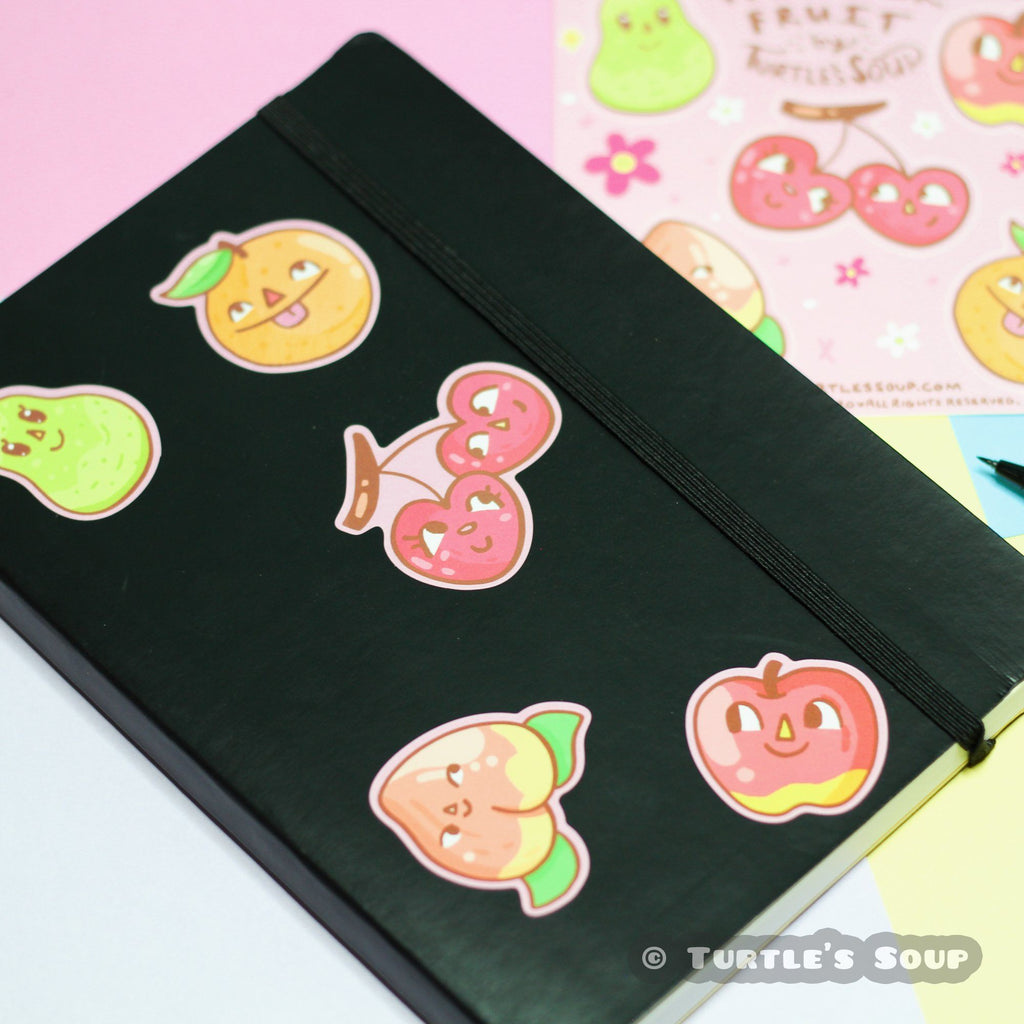 fruit-stickers-peach-cherry-kawaii-villager-turtle_s-soup-art