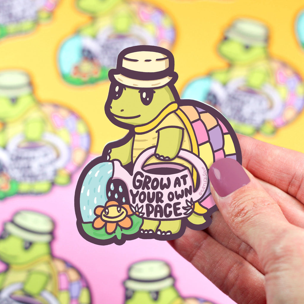 grow-at-your-own-pace-turtle-garden-phrase-cute-art-sticker
