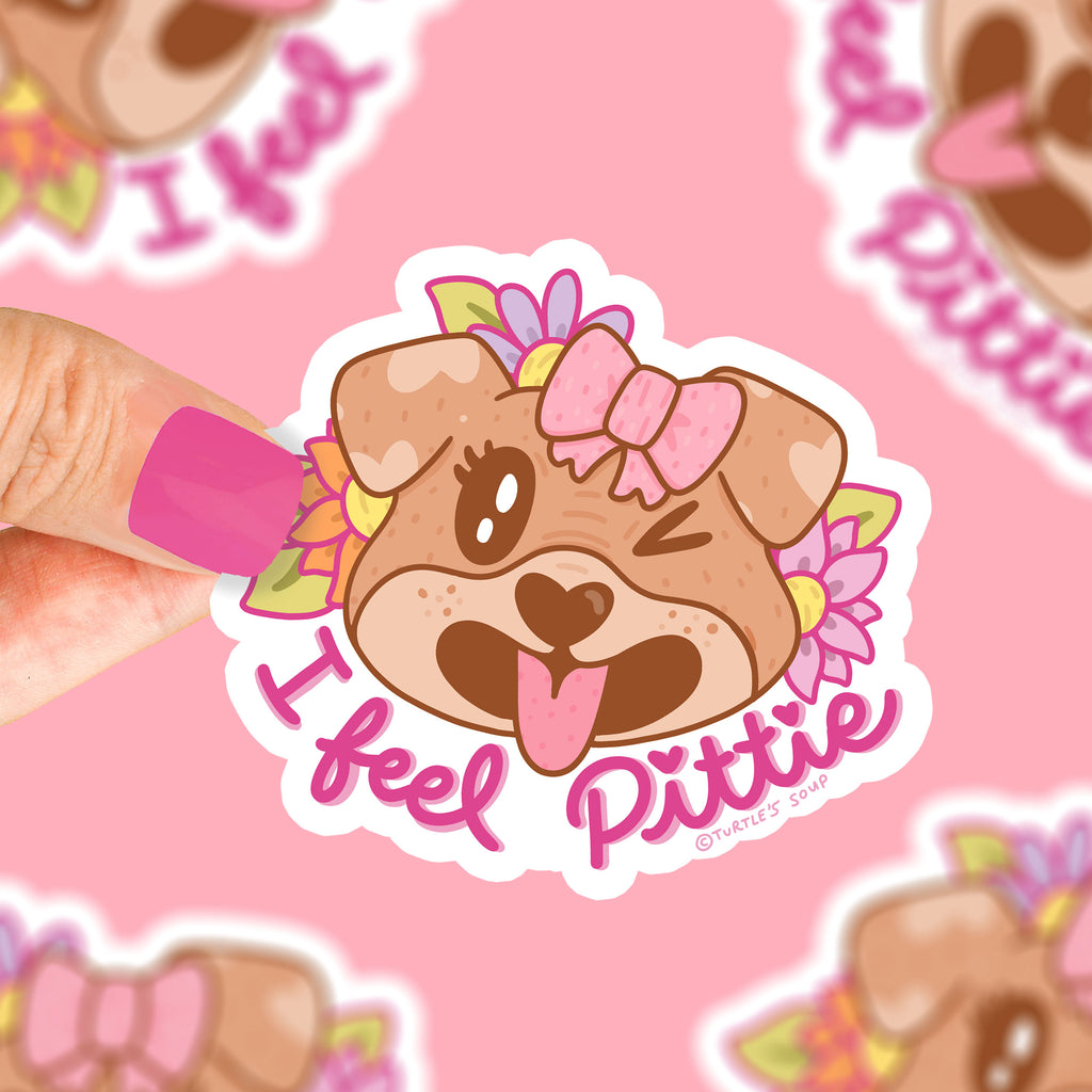 i-feel-pittie-pretty-pitbull-sticker-cute-dog-sticker-for-waterbottle-laptop-phone-car-pitbull-love-adorable-dog-sticker-puppy-love-sticker-petshop-decal-by-turtles-soup