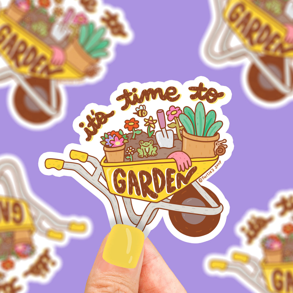 its-time-to-garden-wheelbarrow-cute-gardener-garden-sticker-shovel-garden-gloves-snail-frog-garden-tools-cute-decal-for-water-bottle-garden-plant-love-soil