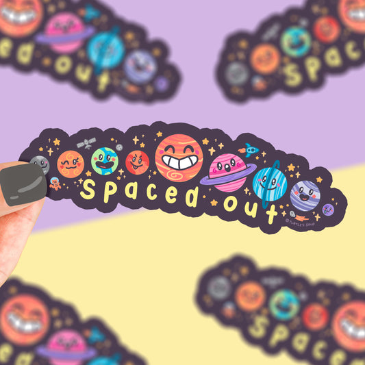 Astronomy vinyl sticker of planets spaced out, cute sticker for kids