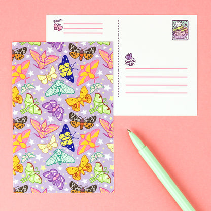 moths,moonlight,adorable,pretty,purple,turtles,soup,stationery,postcard