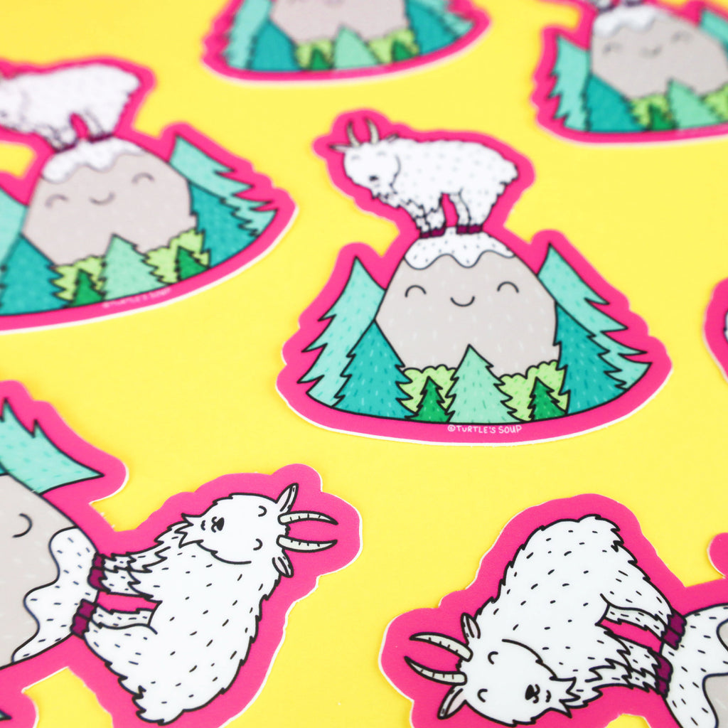 Mountain Goat Vinyl Sticker, Mountains, Cute Water Bottle Decal, Weather Proof Sticker, Cute Decal, For Hiking, Child Lunch Box Sticker