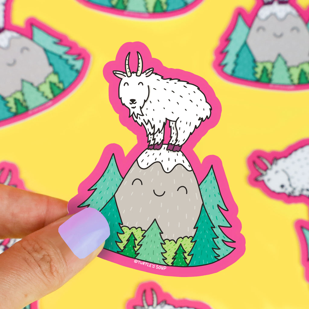 Mountain Goat Vinyl Sticker, Mountains, Cute Water Bottle Decal, Weather Proof Sticker, Cute Decal, For Hiking, Child Lunch Box Sticker