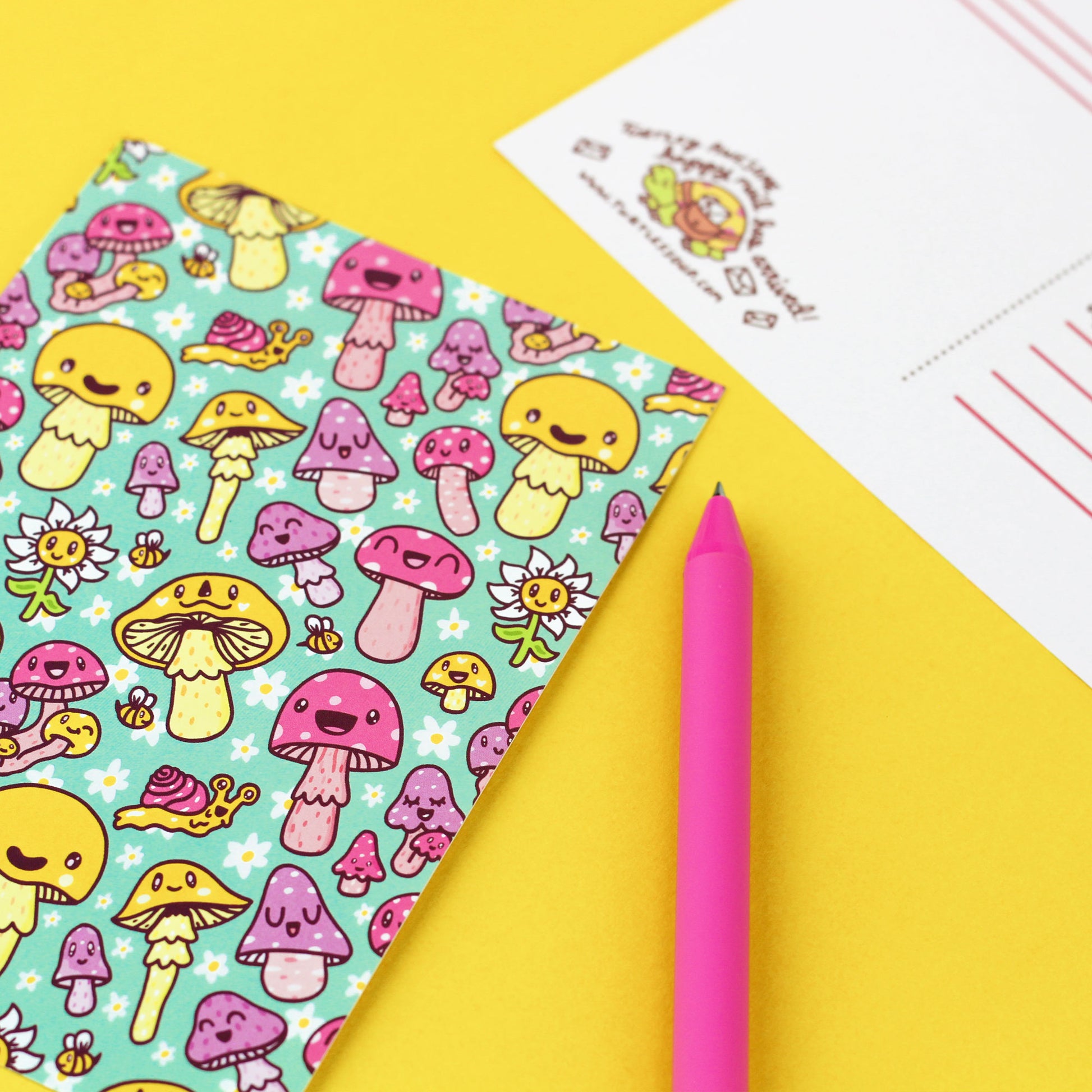 mushrooms,mushie,cute,happy,colorful,spring,turtles,soup,flowers,adorable,postcard