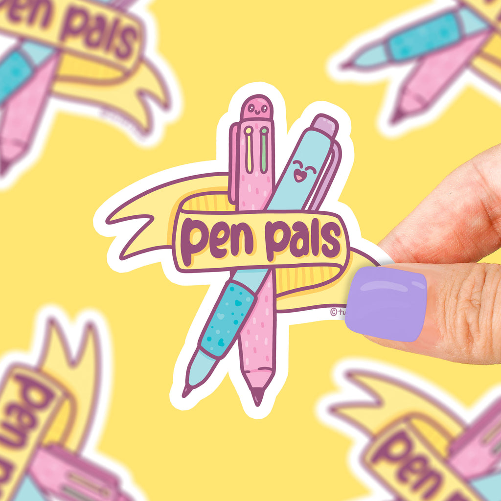 pen-pals-cute-pen-and-mechanical-pencil-stationery-sticker-for-journal-cute-friendship-sticker-long-distance-bestie