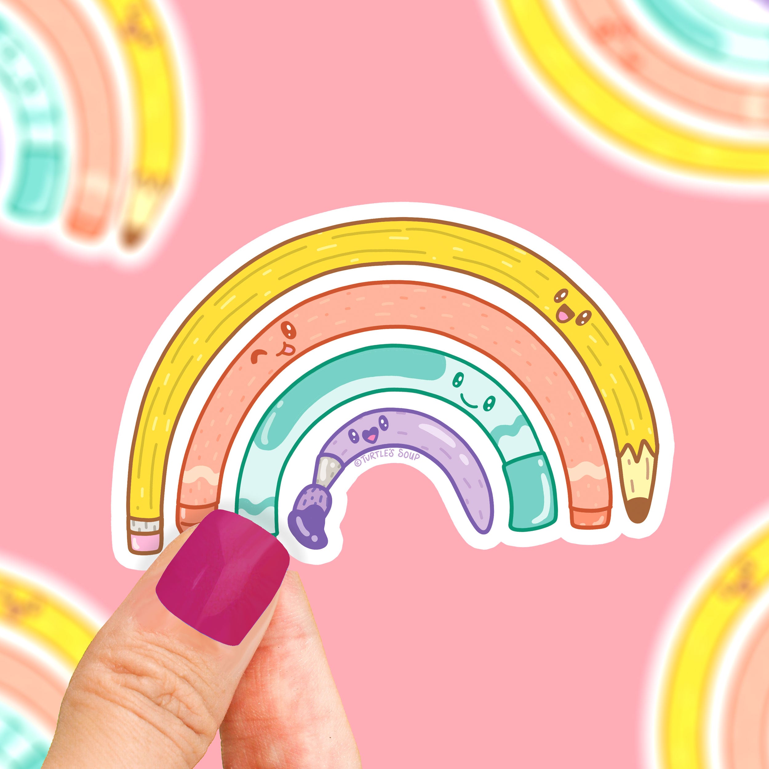 Rainbow Art Supplies Colored Pencils Vinyl Sticker
