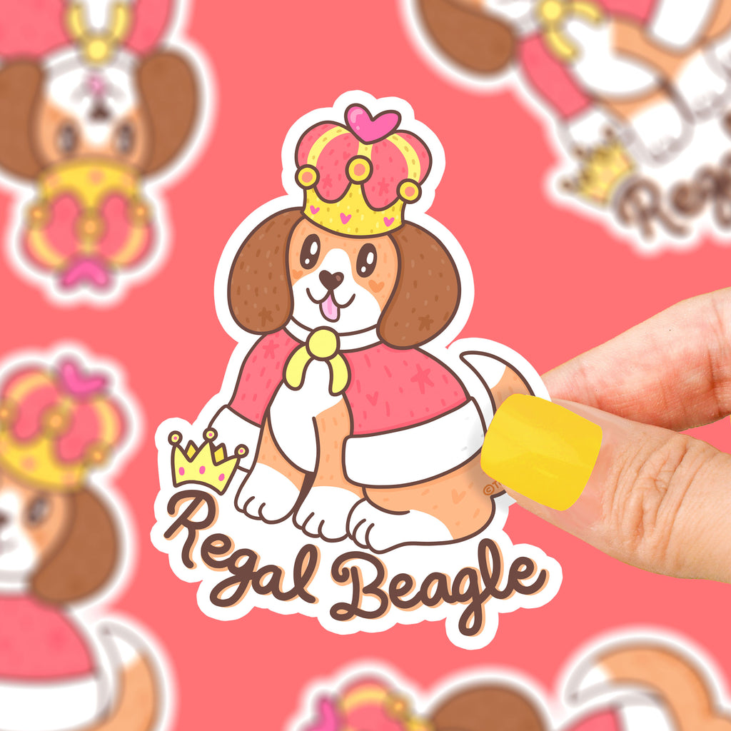 regal-beagle-puppy-pun-funny-dog-sticker-beagle-sticker-by-turtlessoup-sticker-art-for-waterbottle-laptop-phone
