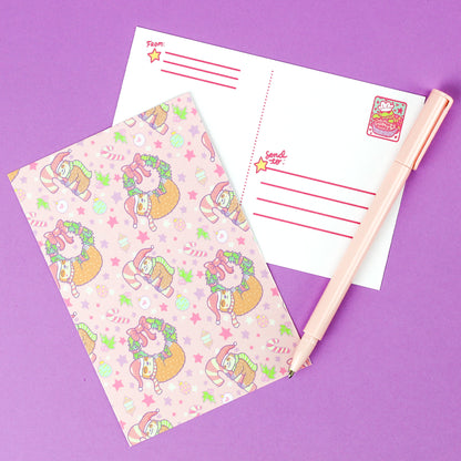sloth_slothmas_christmas_holiday_postcard_turtlessoup_turtles_soup_stationery_post_cute_pastel_wreath