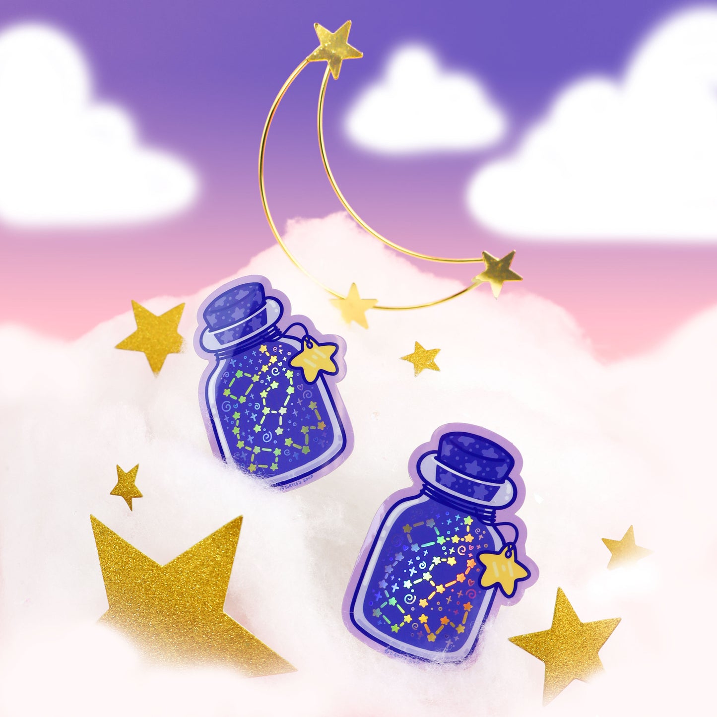 Bottle of Stars Holographic Vinyl Sticker