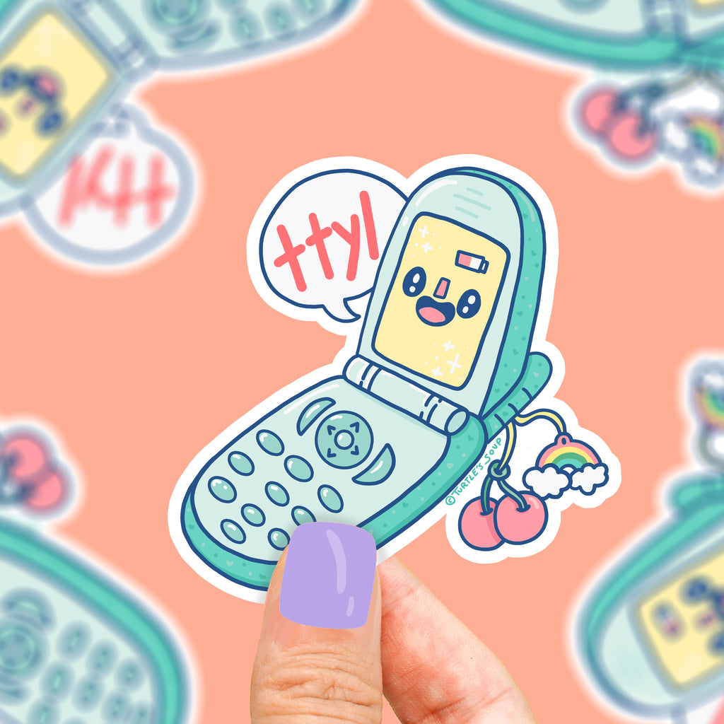 ttyl-2000s-phone-retro-vintage-old-school-phone-early-2000s-1990s-millennial-generation-cool-kids-flip-phone-sticker-for-laptop-phone