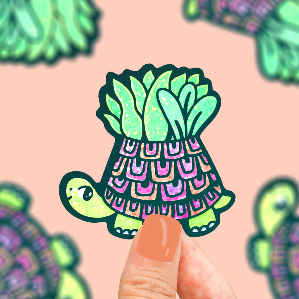    turtle-planter-cute-animal-planter-vinyl-sticker-adorable-sticker-art-planter-pet-by-turtles-soup-turtle-tortoise-colorful-planter