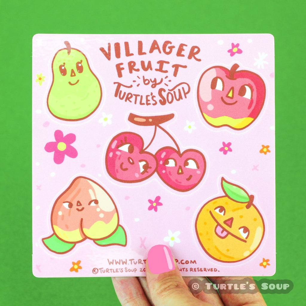 villager-fruits-ac-nh-cute-vinyl-sticker-sheet-waterproof-stationery