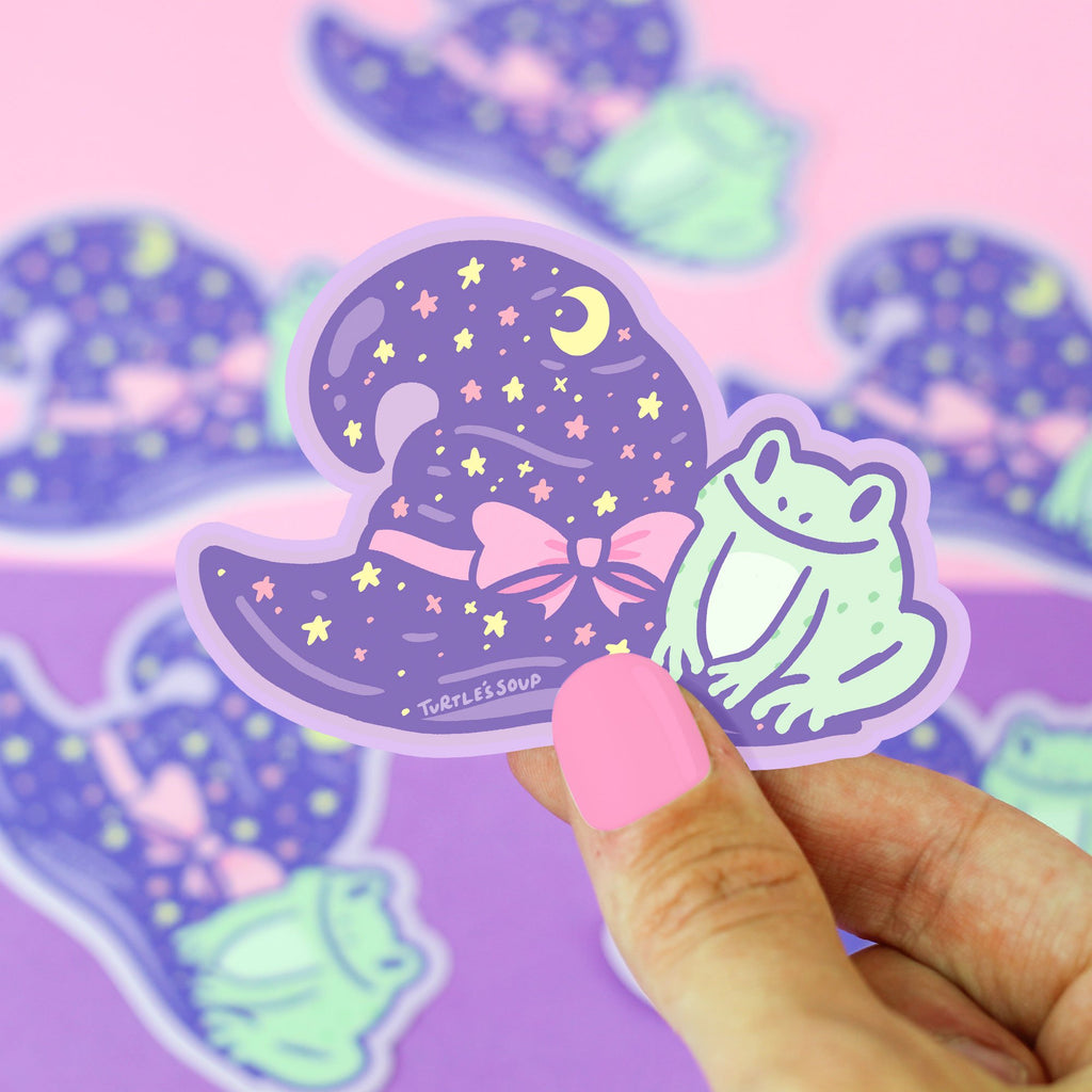 witch-hat-witchy-babe-pastel-goth-frog-toadstool-cute-vinyl-sticker-art